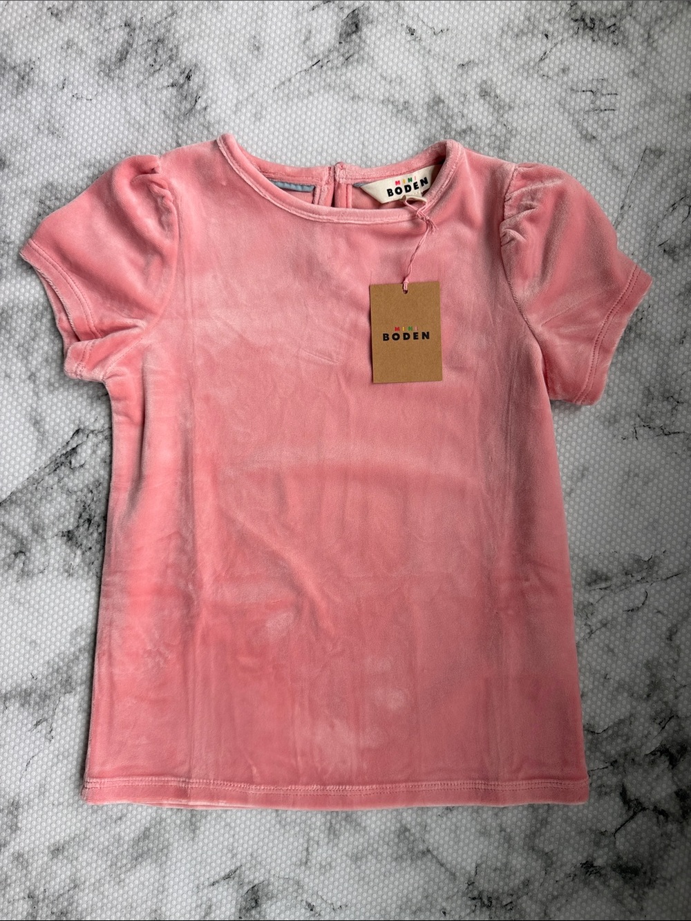 NWT Boden Pink Velvet Short Sleeve Tee